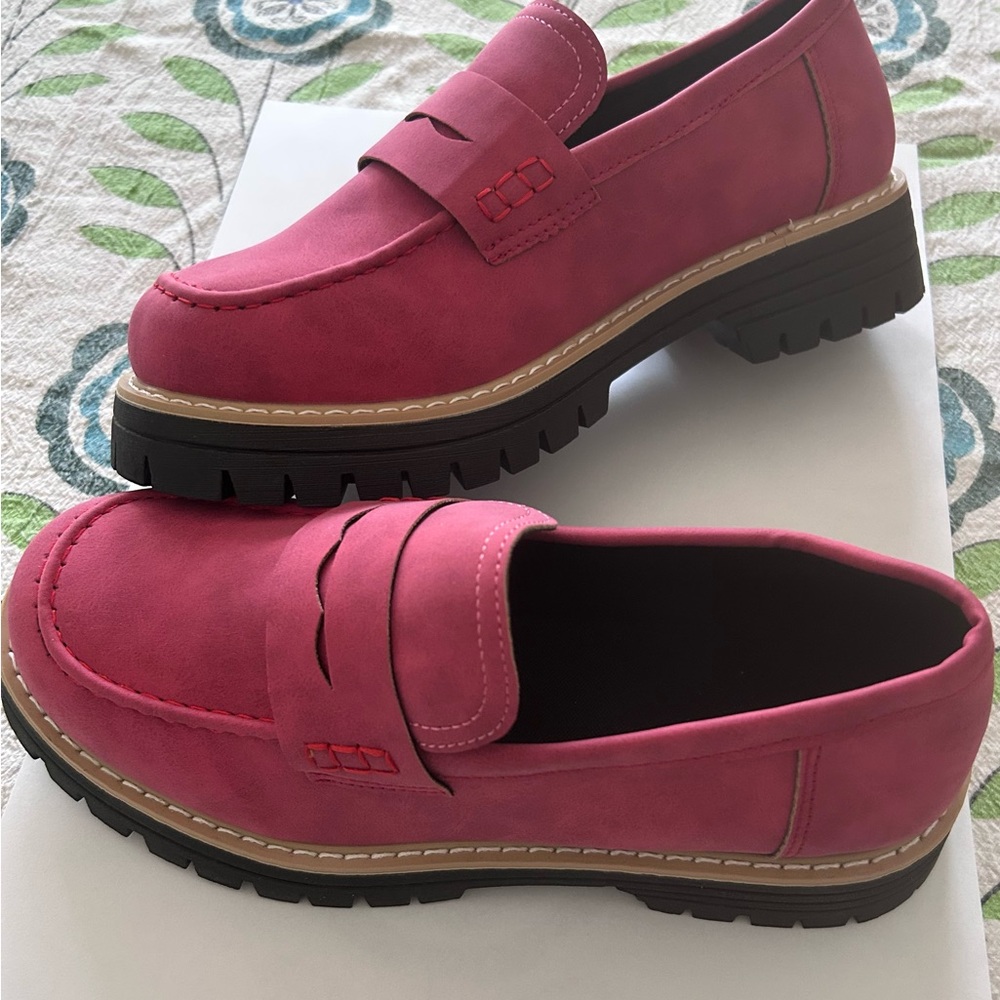 Women's Pink Chunky Loafers